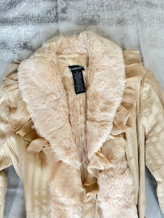 Bebe cream Silk  coat with leather belt - Picture 3 of 7